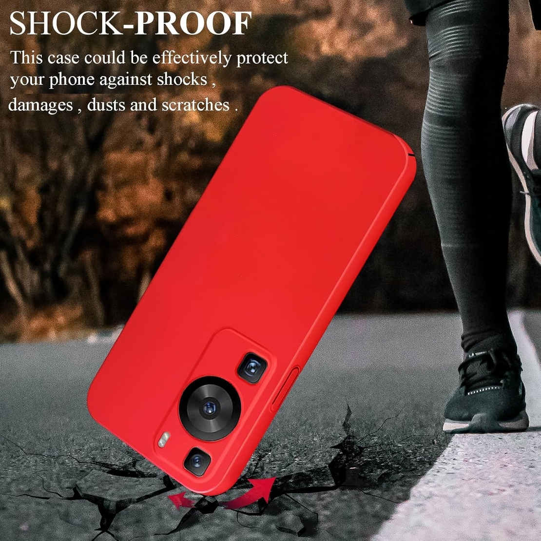Husa de Protectie, Flippy, pentru Huawei P60 Pro, Liquid Silicon, cu Microfibra pe Interior, Protectie Antisoc, Compatibil Incarcare Wireless, Rosu