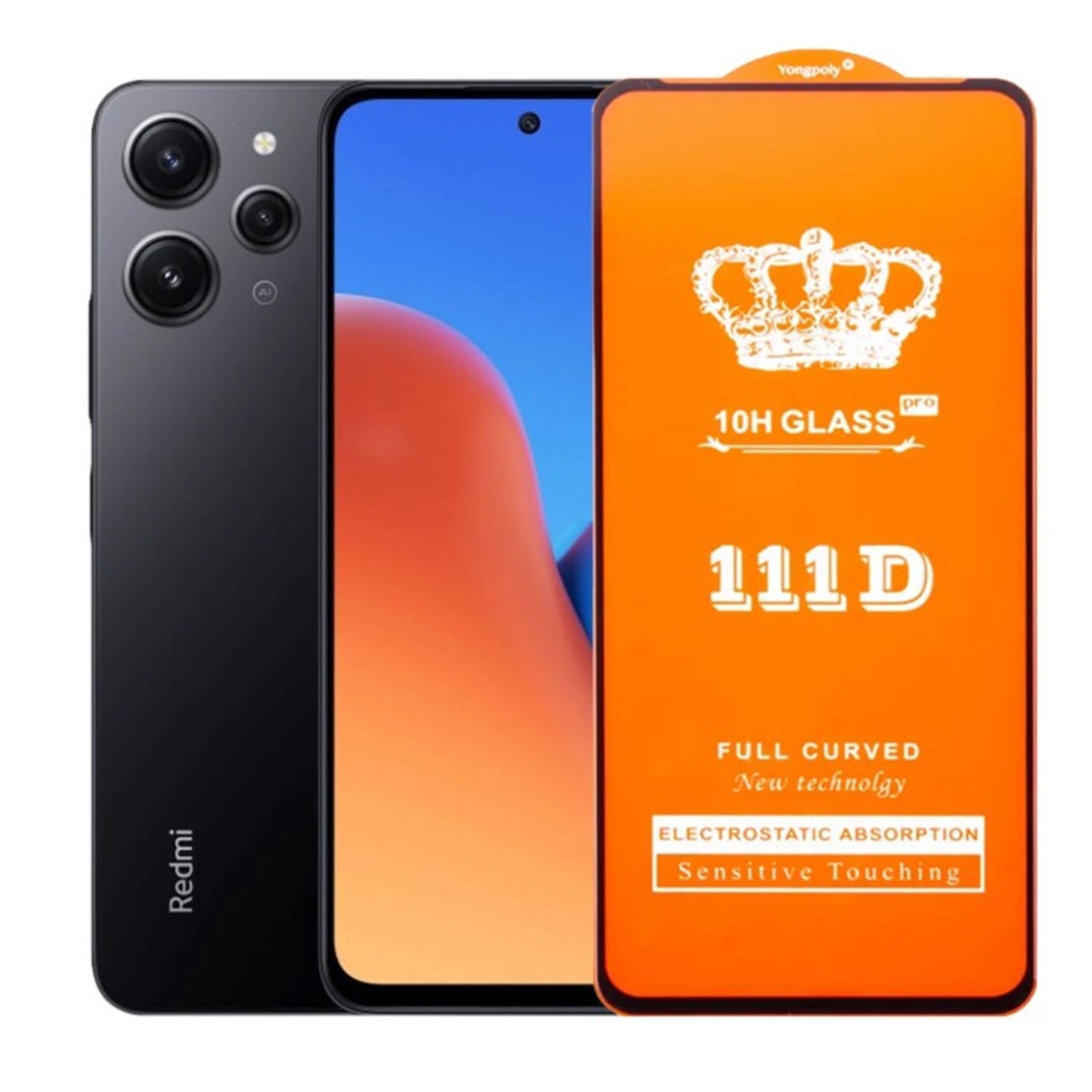 Folie Sticla Securizata pentru Xiaomi Redmi 12, Flippy, Sticla de Protectie Compatibila cu Xiaomi Redmi 12, Full Cover 111D, HD, Margini Negre, Transparenta