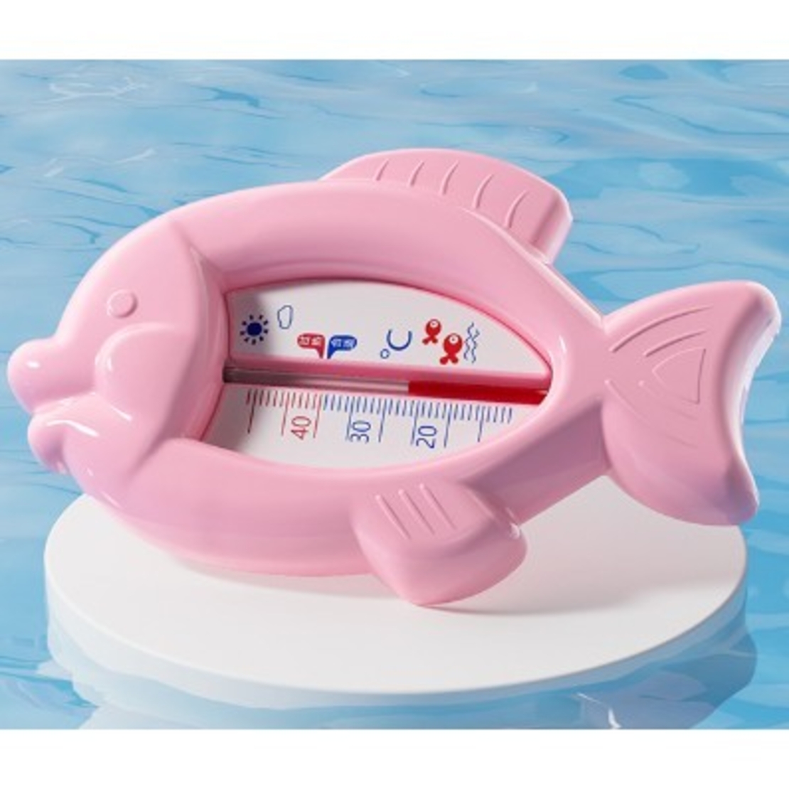 Termometru pentru Baie, Flippy, Plutitor, Rezistent la apa, Multifunctional, Model Peste, 15.5x9.5x2 cm, Roz