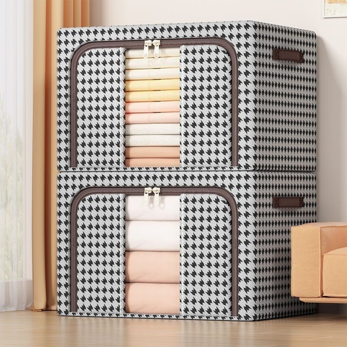 Cutie de Depozitare Pliabila, Flippy, Cu fermoar Bidirectional, 24 L, Textil, 40x30x20 cm, Cadru Metalic, o Fereastra, Suport Baza Stabil din Plastic, Design Zebra, Alb Negru