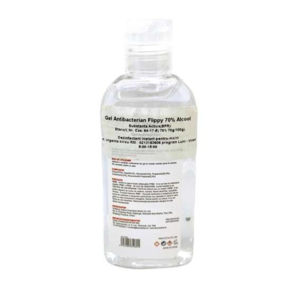 Gel dezinfectant pentru maini cu 70 % alcool Flippy cu efect antibacterian si virucid, 100 ml