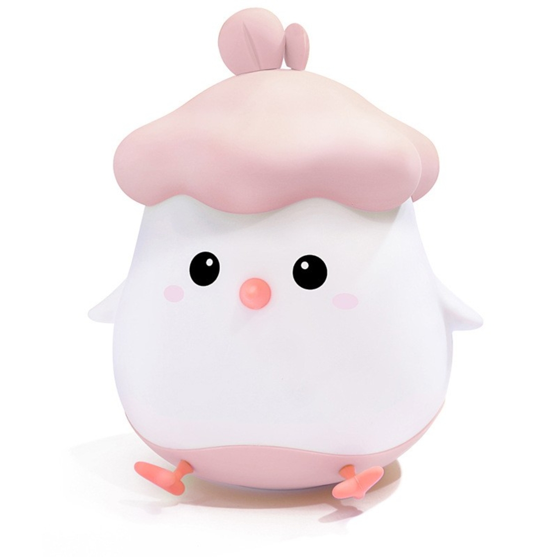 Lampa de Veghe pentru Copii, Flippy, din Silicon, Senzor Tactil, Model Pui, Lumina Calda, Protectie pentru Ochi, Incarcare USB, Capacitate Baterie Incorporata 800mAh, 11 x 10 x 12.4 cm, Roz