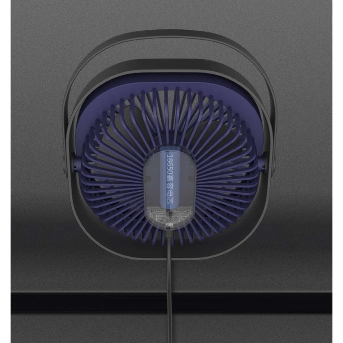 Mini ventilator pentru birou cu usb, Flippy, rotire 360 grade, 3 viteze, 4000 mA, 13.5 x 12,8, Albastru