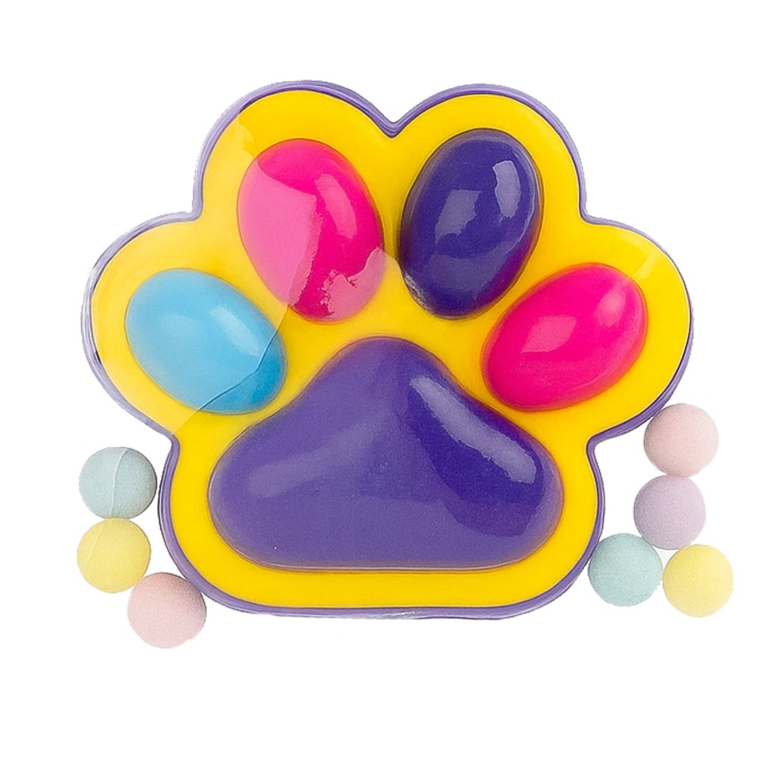 Jucarie Antistres Squishy, Flippy, Revenire Lenta, Model Labuta de Pisica, Squishy, BIG 12.5 x 10.5 cm, 220 g, Model 17, Mov Galben Rosu