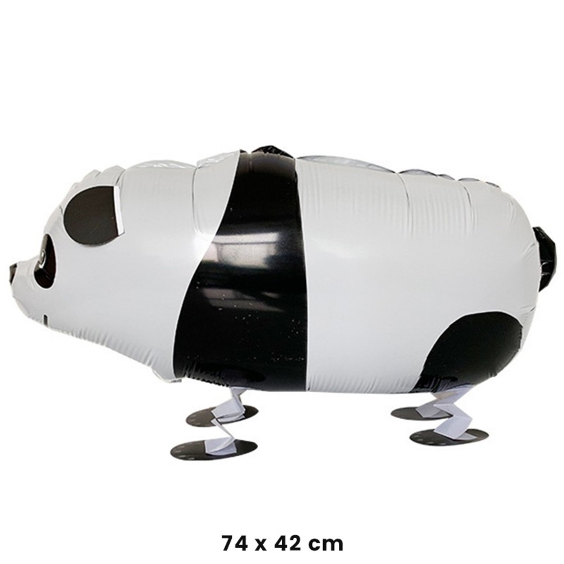 Balon din Folie Metalizata, Flippy, Figurina Animata, Model Panda, 74x42 cm, Ambalaj Individual, Pai Inclus, Umflare cu Aer sau Heliu, Alb-negru