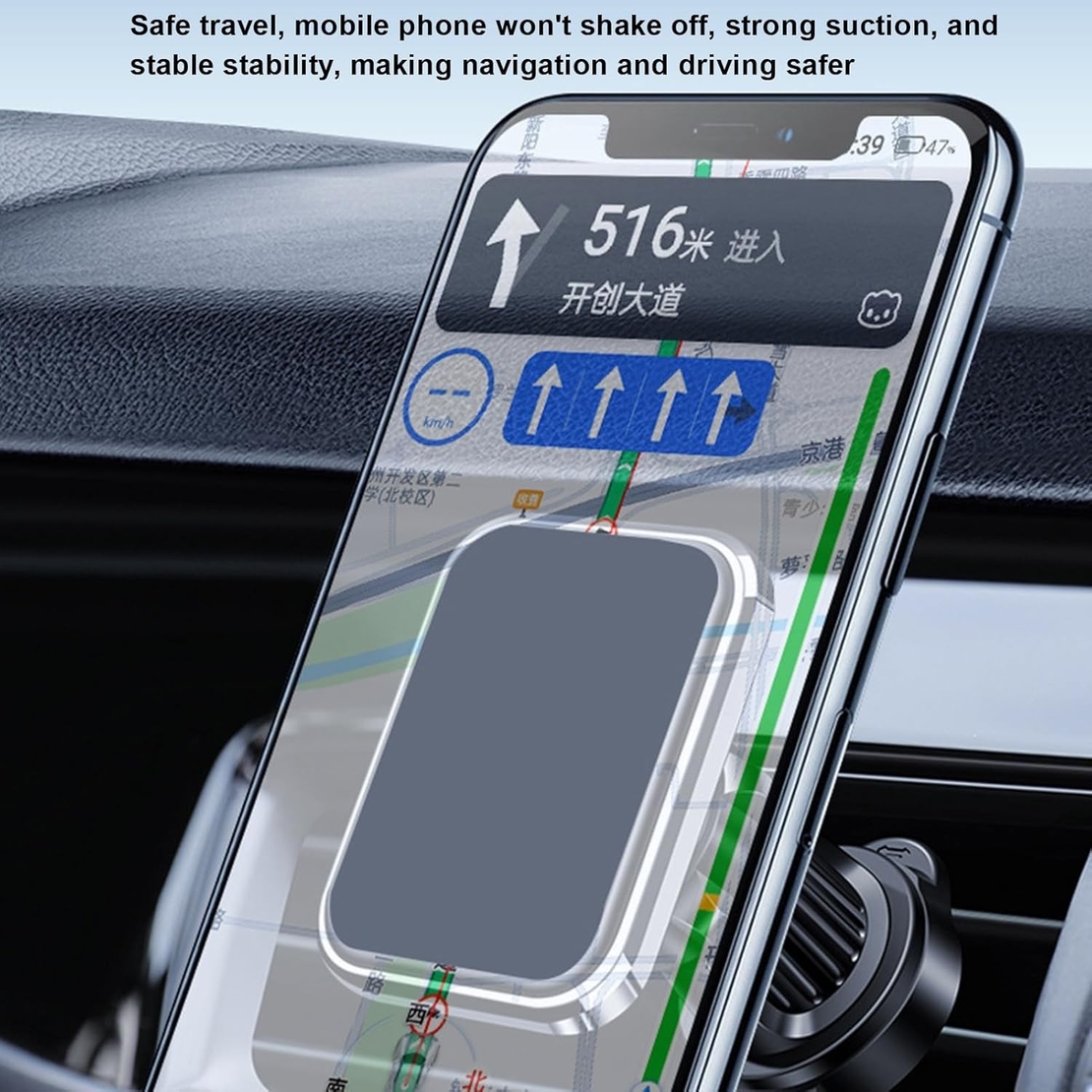 Suport Auto pentru Telefon, Flippy, MagSafe, cu Magnet, Prindere Grila de Ventilatie, Detalii Fine, Rotativ 360 de Grade, Plastic Magnet Silicon, 5.1x3.9 cm, Negru Argintiu