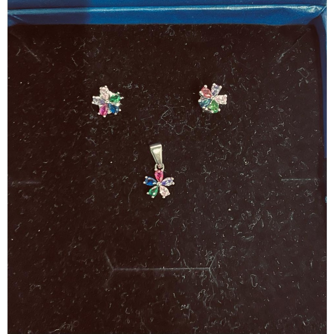 Set Argint 925, Jolie Silver, Floare 5 Petale Colorate