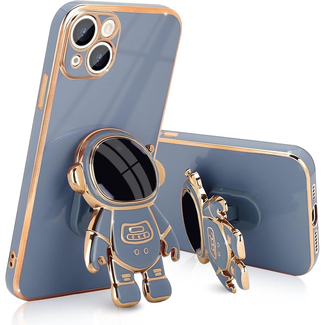 Husa de Protectie TPU 2in1, Flippy, pentru Apple iPhone 15 Plus, Astronaut cu Suport, Antisoc, Rezistenta la Impact, Protectie Camera, Albastru