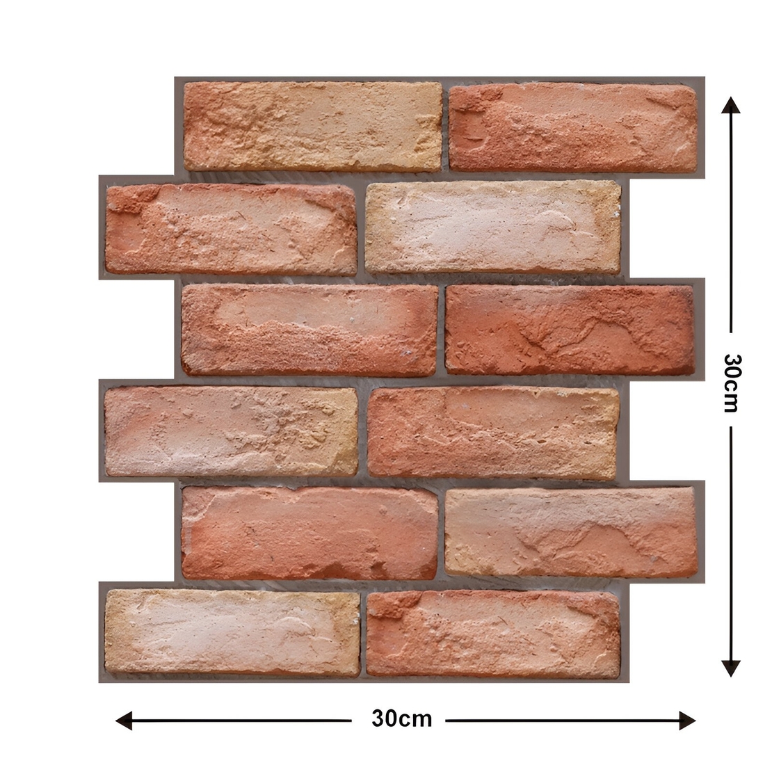 Set 10 x Placi Tapet Autocolant 3D cu Imitatie de Caramida, pentru Perete Bucatarie Sufragerie, Usor de Curatat, Rezistent la Apa, Autoadeziv, 30x30 cm, Maro