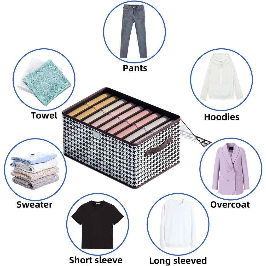 Cutie De Depozitare, Flippy, Pentru Haine, Lenjerie, Sosete Si Sutiene, Material Textil, 9 Compartimente, 44x30x20 cm, Culoare Alb-Negru