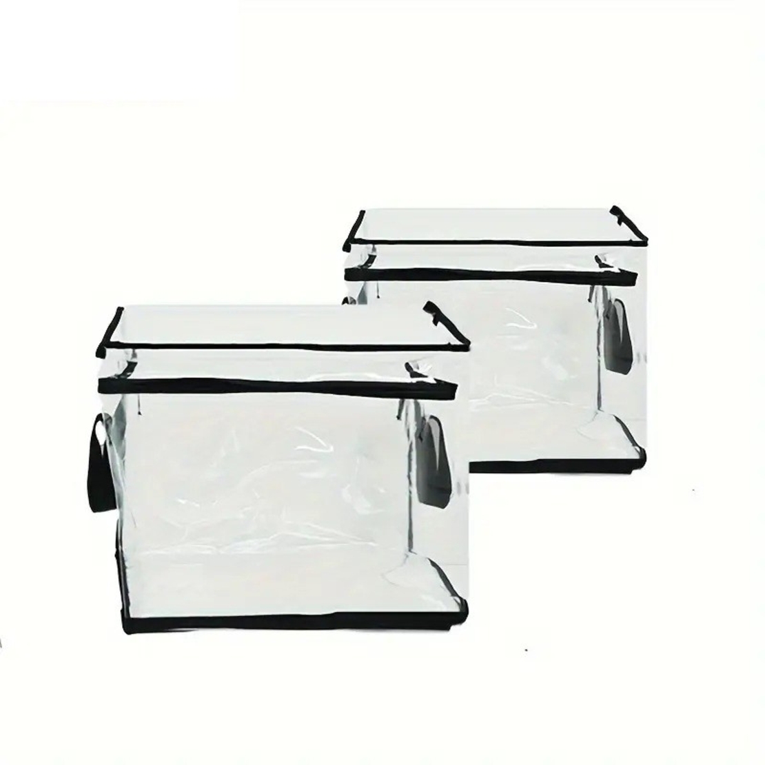 Cutie de Depozitare, Flippy, din PVC + Textil, Rezistenta la Apa, Geanta pentru Carti, 38x24x32 cm, Transparent-Negru