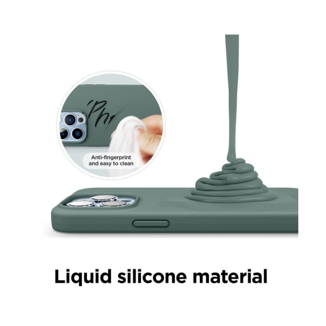 Husa pentru Apple iPhone 14 Plus Flippy, Liquid Silicone, cu Microfibra pe interior, Protectie Antisoc, Dark Green, Verde inchis