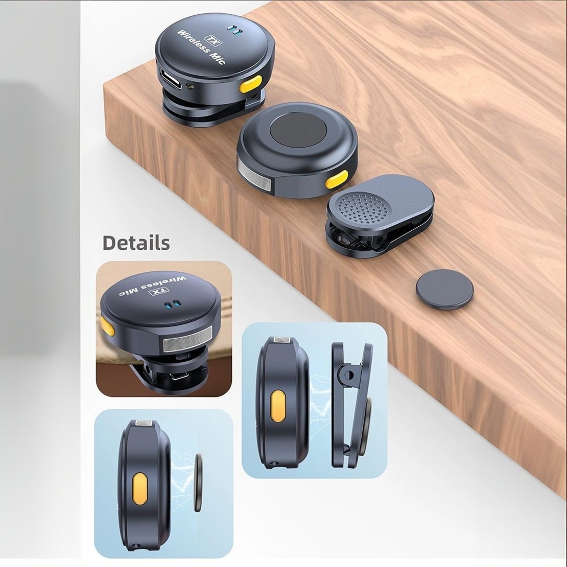 Set 2 Microfoane Profesionale Lavaliere, Flippy, Type C cu Adaptoare iPh si USB 3.0, Casca montorizare, Cutie incarcare rapida, Functie Anulare zgomot ambiant