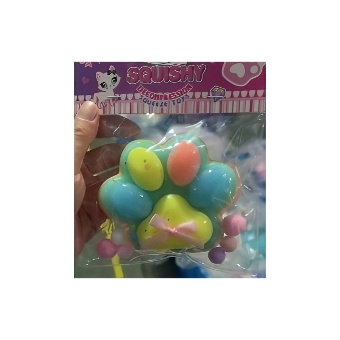 Jucarie Antistres Squishy, Flippy, cu Revenire Lenta, Squeeze Pinch Family, Model Cat Paw, 12.5x10.5 cm, 220g, Ambalaj Transparent, Model 022, Multicolor