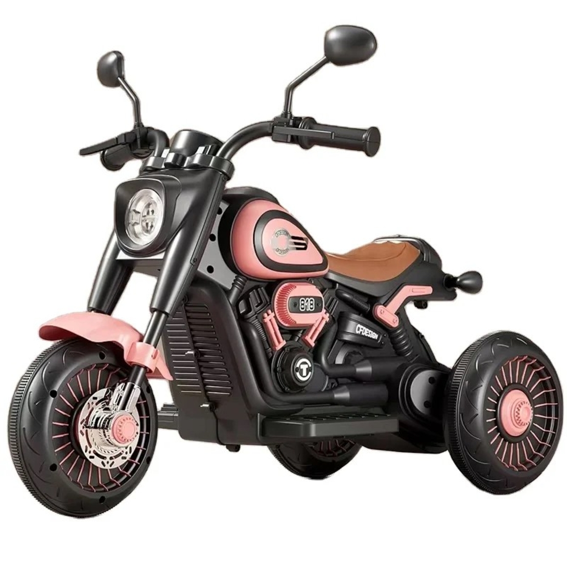 Tricicleta Electrica pentru Copii, Flippy, Tricicleta DUAL-DRIVE 380*2 Baterie 6V 4.5, Bluetooth,  Sistem Anti-Rasturnare, Sistem de Lumini si Sunet, 5+ Ani, 80 x 60 x 42 cm, Roz Negru