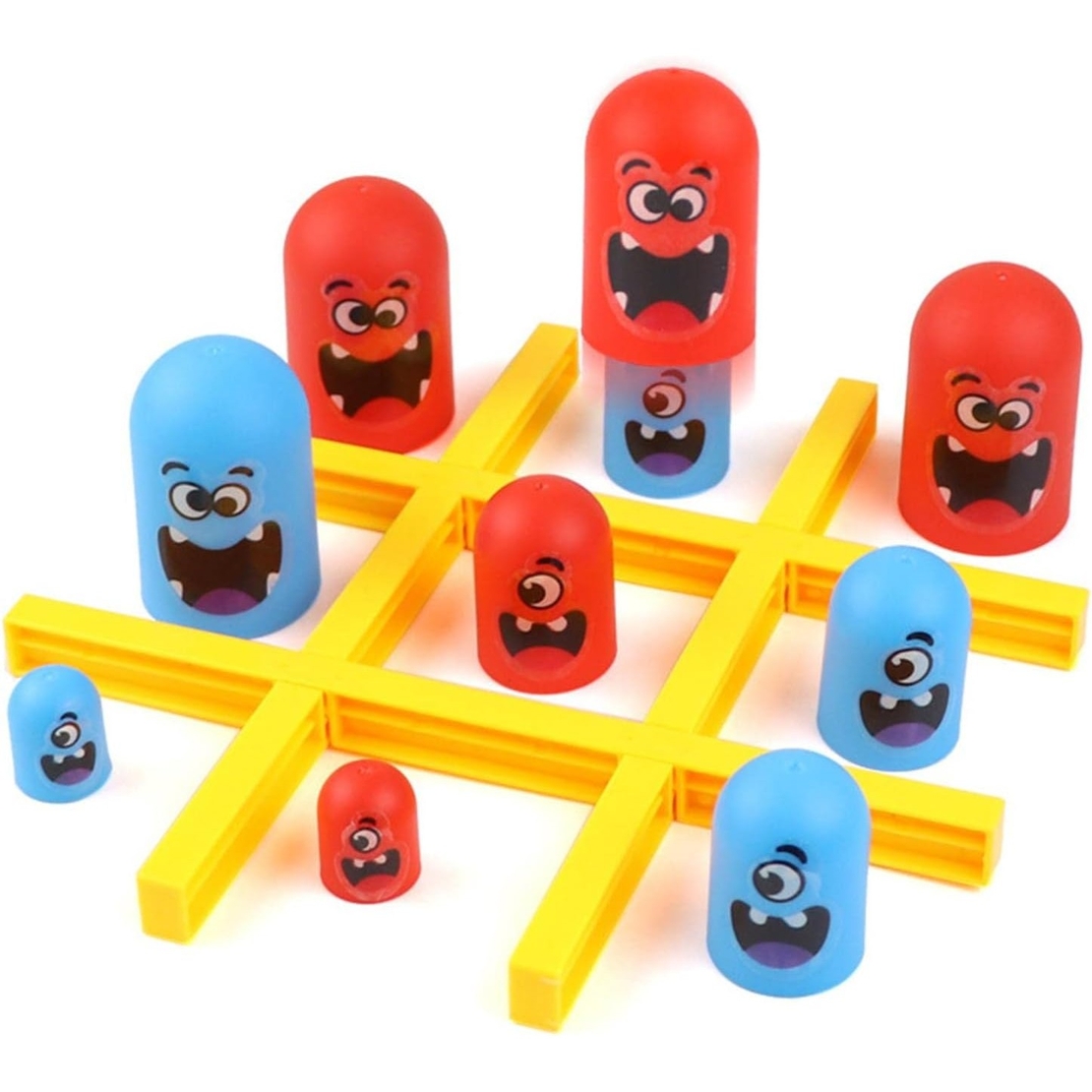 Joc Interactiv, Flippy, Tic Tac Toe Gobble, din Plastic, +3 Ani, 18 Piese, 21.5 x 4 x 10 cm, Albastru/Rosu