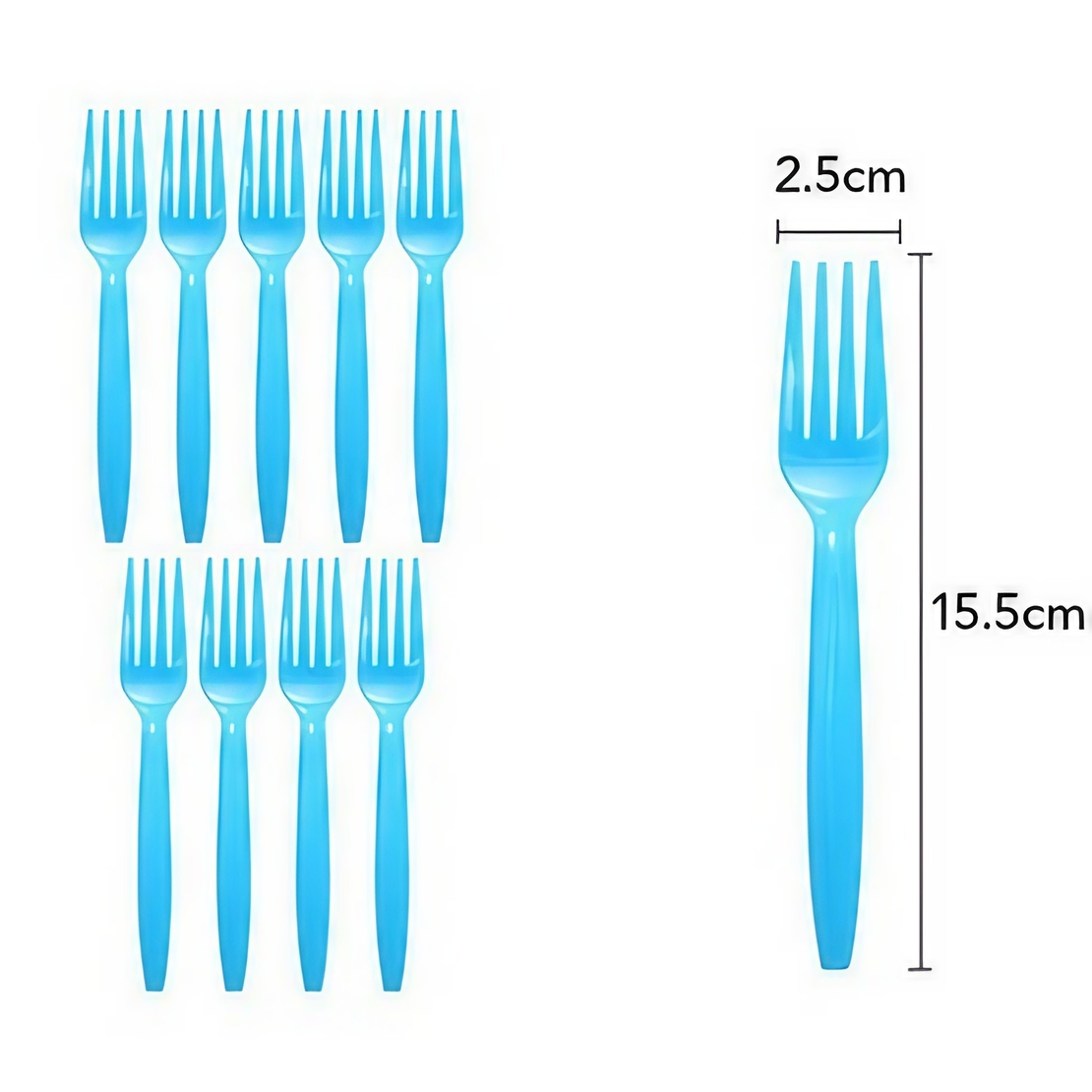 Set 10 Furculite de Unica Folosinta, Flippy, Plastic, 15.5 x 2.5 cm, Albastru