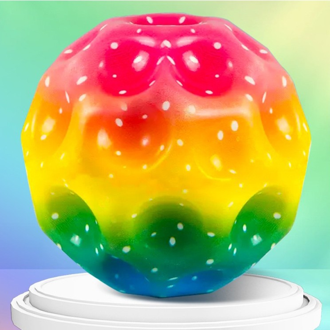 Minge Saltareata Hiperelastica, Flippy, Space Moon Ball foarte Elastica, Antistress pentru Copii, Diametru 66 mm, Multicolor Galben