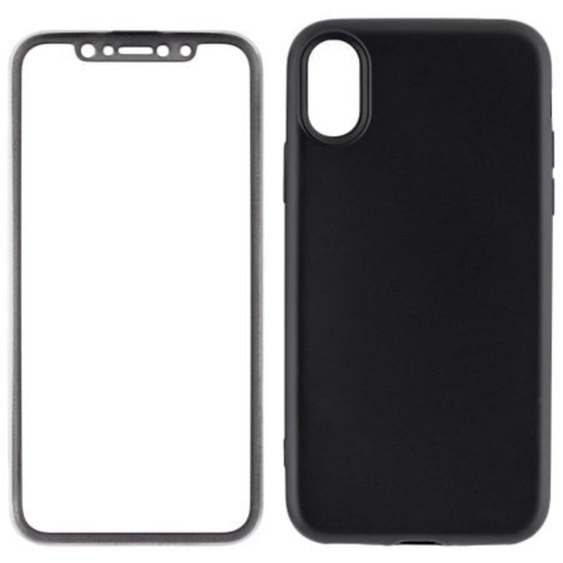 Husa Apple iPhone X Full Silicone 360 Negru + Folie de protectie
