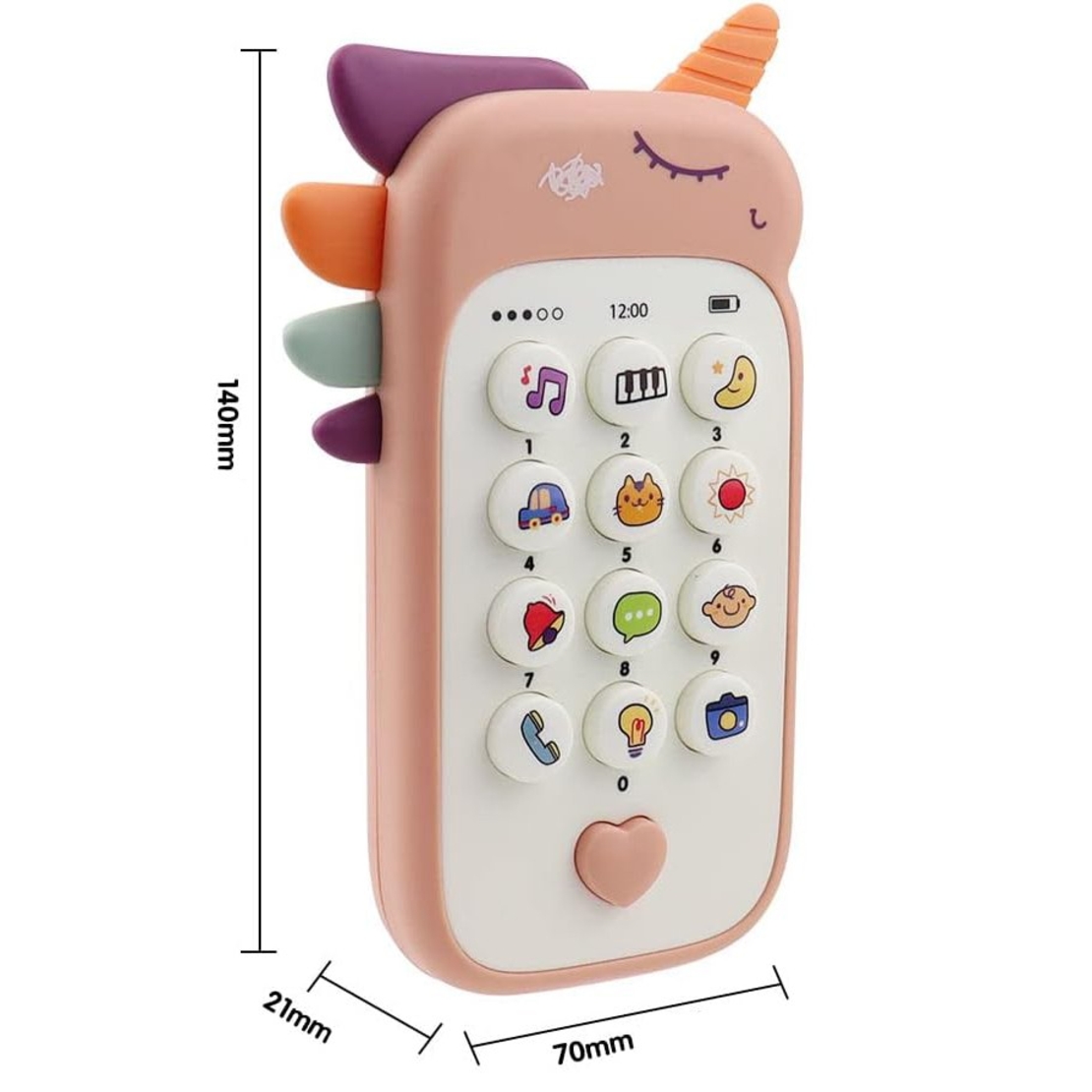 Jucarie Interactiva, Flippy, Telefon Inteligent, Model Unicorn, Functii Educative, Muzicale si Voce, 4-6 ani, 19 x 11.5 cm, din Plastic, Roz