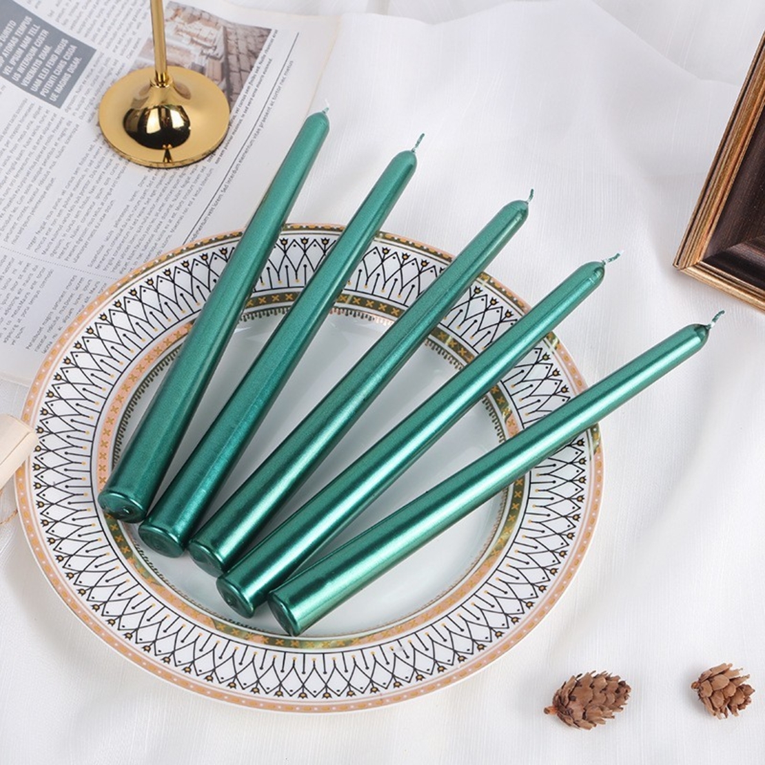 Lumanare Decorativa, Flippy, pentru Masa, 25 cm, din Parafina, fara Fum, Ardere 7.5h, Verde