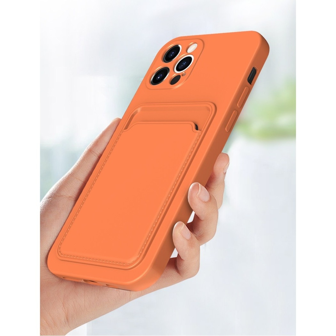 Husa protectie cu suport card compatibila cu Samsung A12 Portocaliu