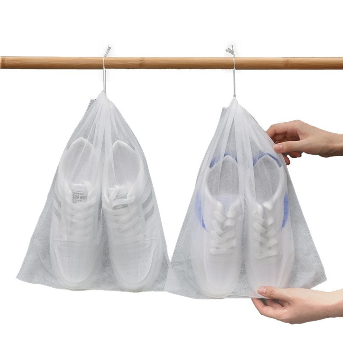 Set 50 de Saci de Depozitare Incaltaminte, Flippy, de Protectie, pentru Voiaj, Netesut, Rezistenti la Praf, Protectie Solara, Anti-Ingalbenire, 48x32 cm, Marime Mare, Transparent