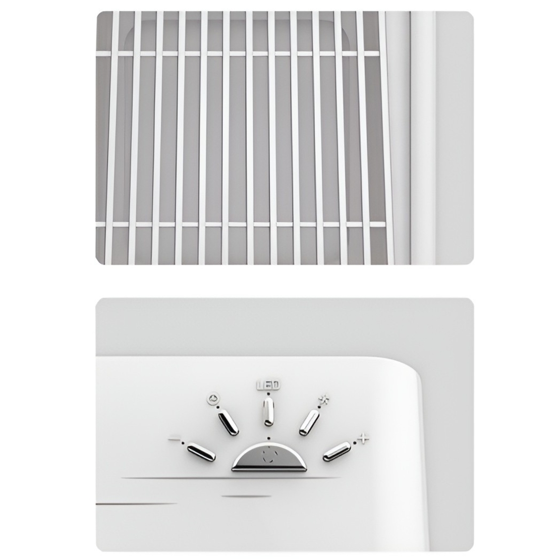 Mini Incalzitor pentru Birou, Flippy, Incalzire si Racire, 1000-1200W, cu Lumini, cu Maner, Lungime Cablu 1.5 m, 3 Trepte de Temperatura, 15.3x13.8x22.5 cm, Alb