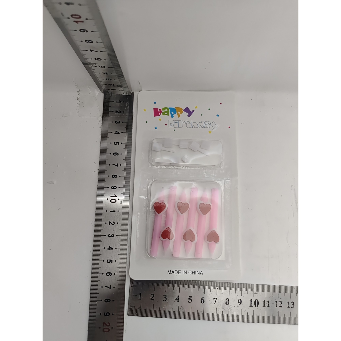 Set 6 Lumanari de Tort, Flippy, Model Creion cu Inimioare, 5.9 x 1.1 cm, din Ceara, Roz