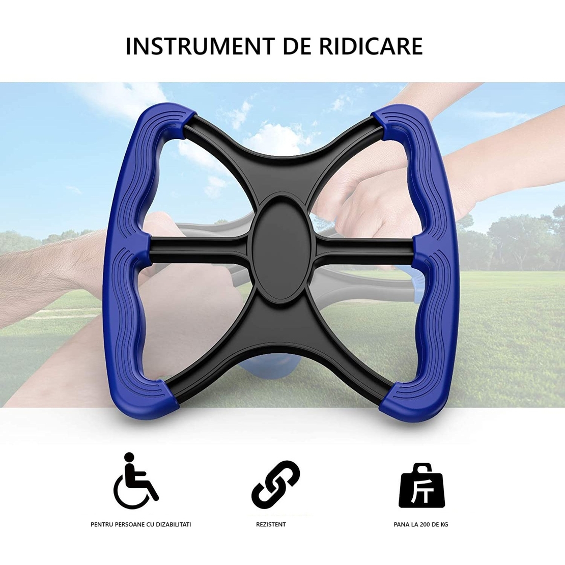 Dispozitiv pentru Ridicare, Flippy, Ajutor Varstnici, din Plastic, Maner Ergonomic, 200 kg, Albastru