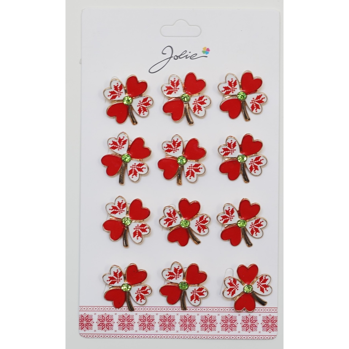 Set 12 Brose Martisor Primavara Trifoi Traditional cu Rosu