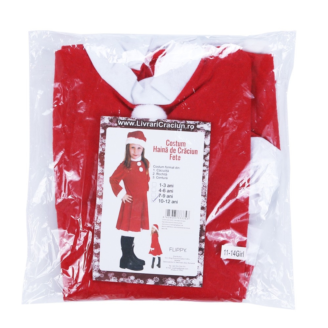 Costum Craciunita Flippy® Fata, 10-12 ani, 3 piese, Polar