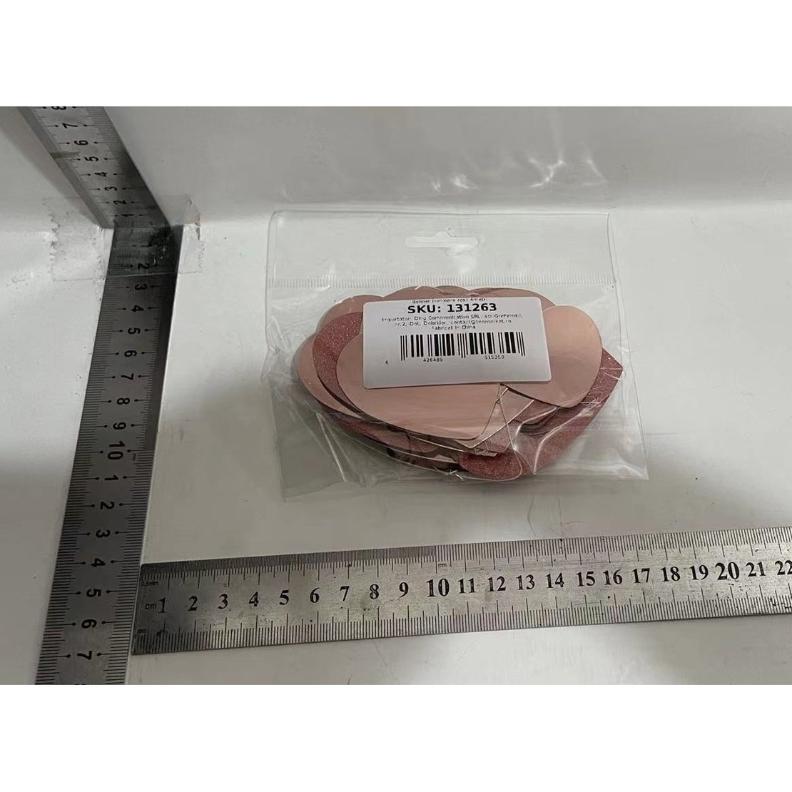 Banner cu Inimioare, Flippy, Tip Franjuri, 4 m, Rola de Ata Inclusa, Roz cu Sclipici