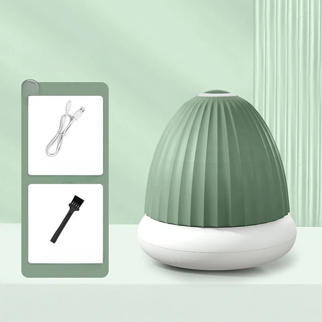 Aparat de Scame 2 in 1, Flippy, Curatare Haine si Lampa de Veghe, 3 Trepte, Incarcare Tip C, 4 W, 9 x 10 cm, Verde