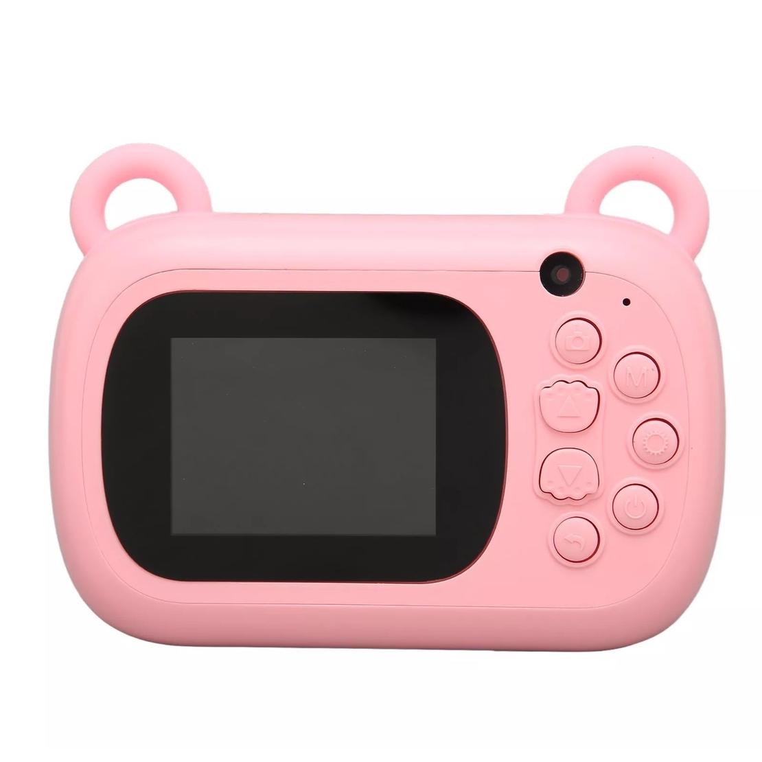 Camera Instantanee pentru Copii, Flippy, Camera Frontala + Selfie, cu Functie de Printare, Cablu USB-C, Bluetooth, Compatibil iOS/Android, Imprimare APP, Model Iepure Love, Roz