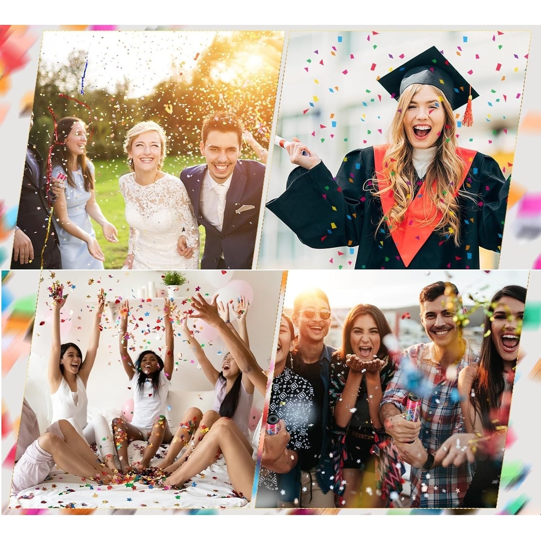 Tun de Confetti, Flippy, Party Popper 15 cm, Model Panglici din Folie, Multicolor