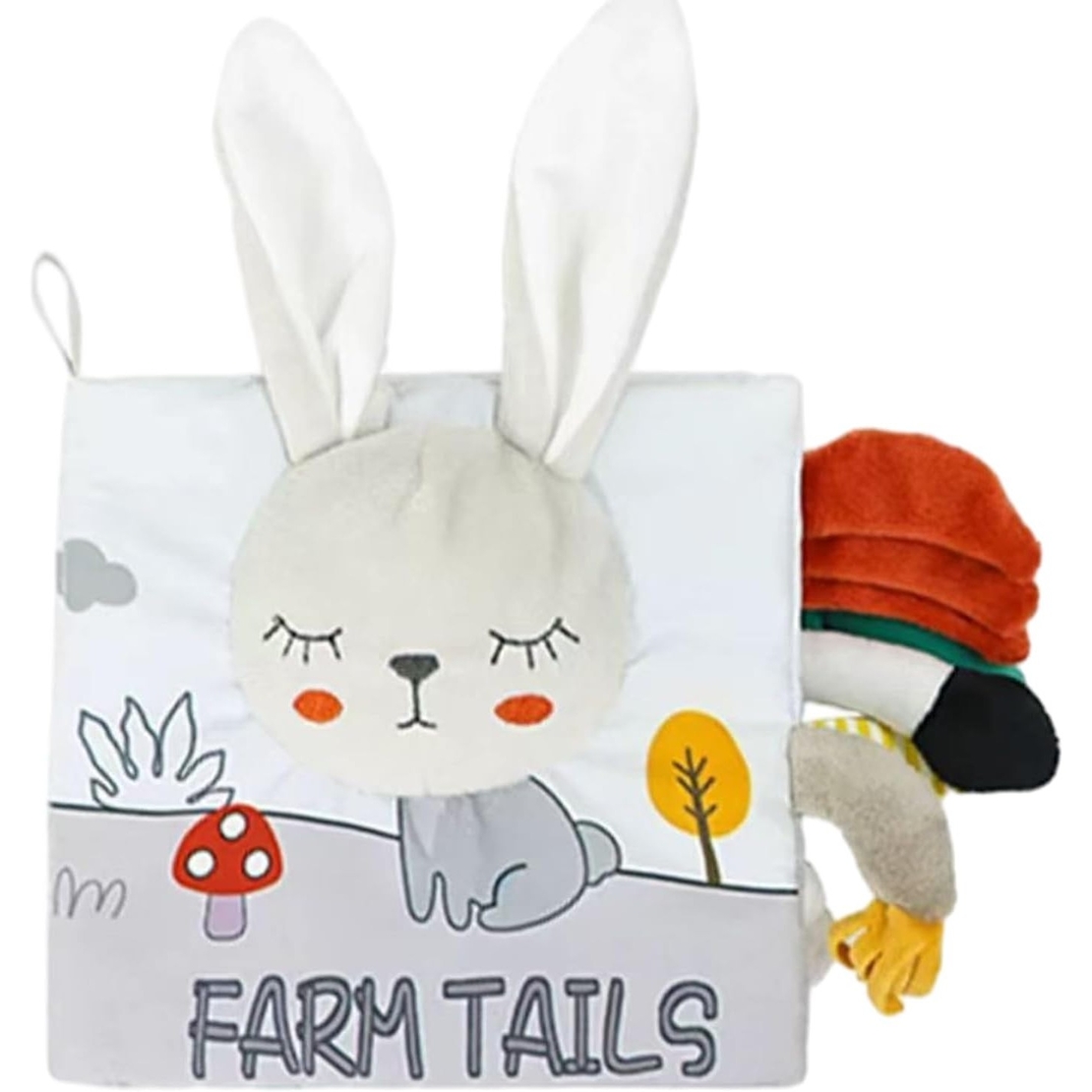 Carte Senzoriala, Flippy, pentru Bebelusi, 15x16x6 cm, cu Animalute, 3D, Cu Sunete si Fosnete, 0-3 Ani, Model Iepuras, Gri