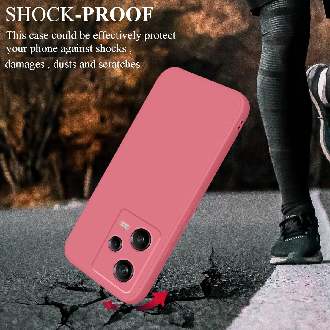 Husa de Protectie, Flippy, pentru Xiaomi Redmi Note 12 Pro 5G, Liquid Silicone, cu Microfibra pe Interior, Protectie Antisoc, Compatibil Incarcare Wireless, Rosu Camellia