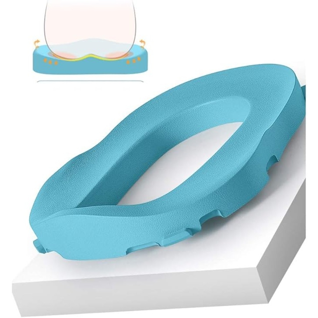 Olita pentru Copii, Flippy, +6 luni, Detasabila, cu Capac, Antiderapanta, din Plastic, Colac Moale, Model Ratusca, 38x32x30 cm, Albastru