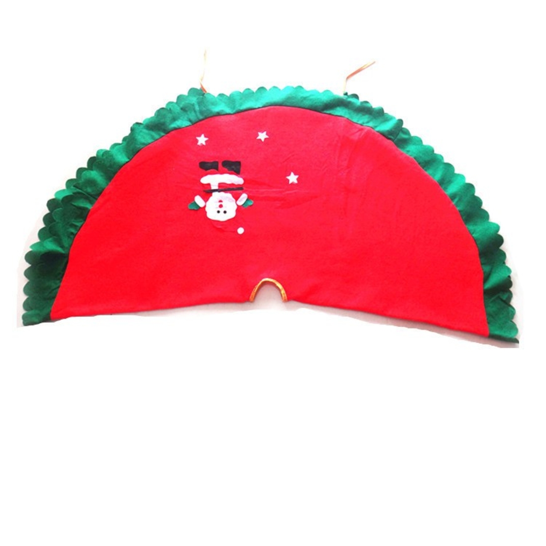 Covoras pentru Bradul de Craciun, Flippy, din Tesatura Pufoasa, cu Fundite de Prindere, Model Mos Craciun, Rosu/ Verde, Diametru 90 cm