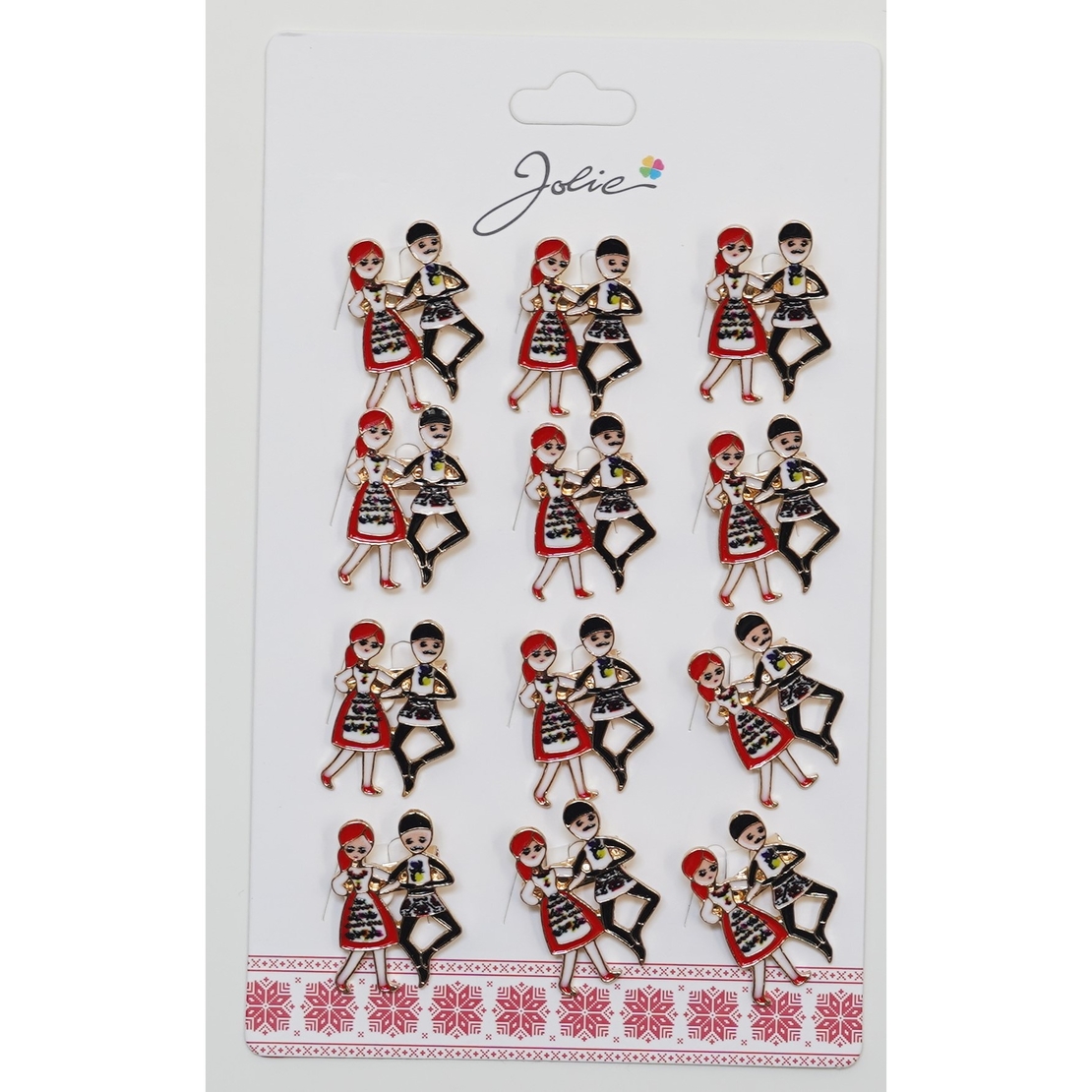 Set 12 Brose Martisor Primavara Cuplu Dansatori Traditional