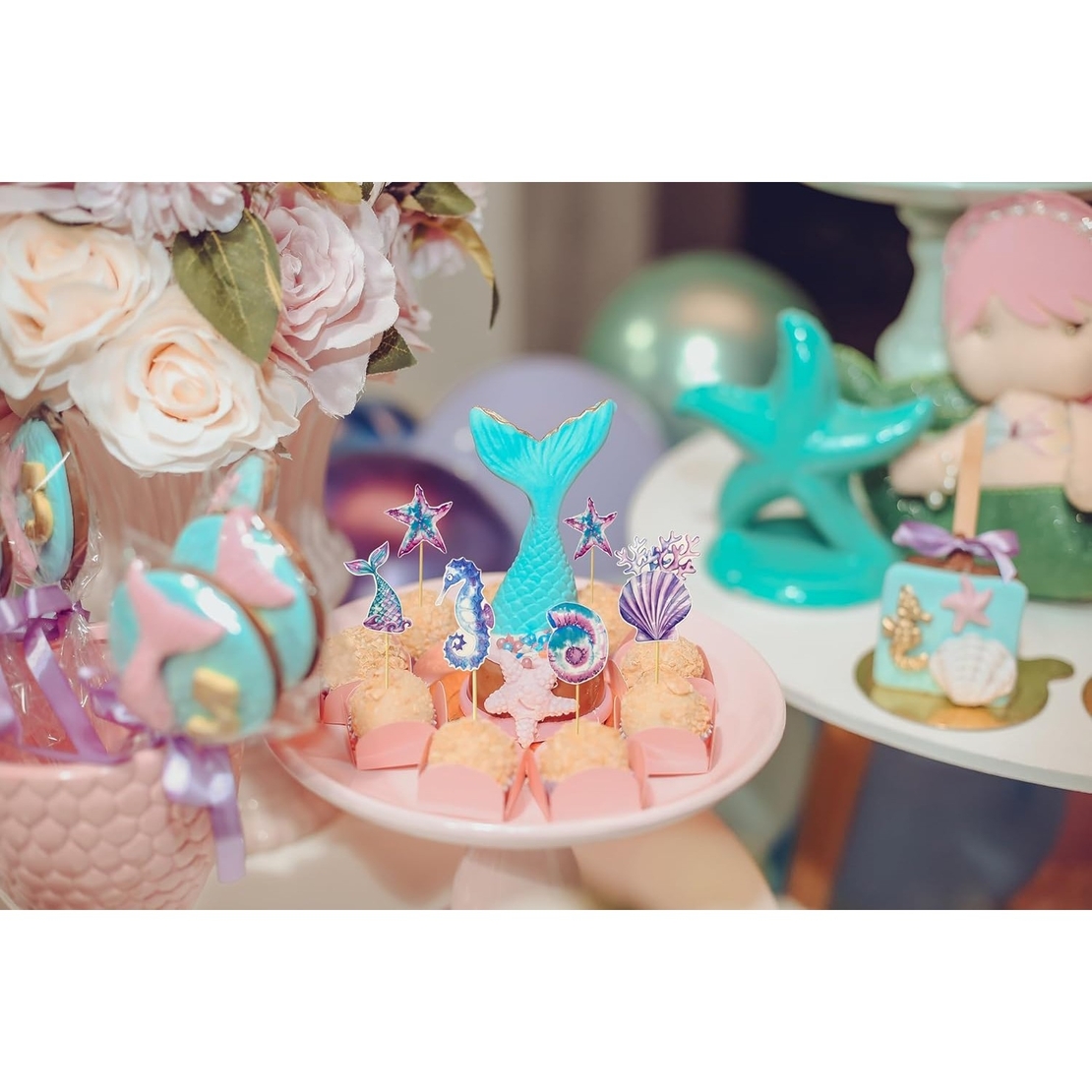 Set 6 Props-uri pentru Prajituri Sirena, Flippy, Colectia Mermaid, Multicolor