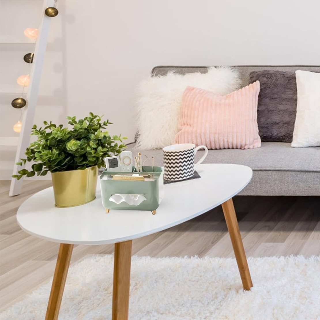 Suport pentru Servetele, Flippy, Cutie Multifunctionala, Design Minimalist, ABS, cu Suport pentru Obiectele Personale, pentru Birou, 21x15x13 cm, Verde