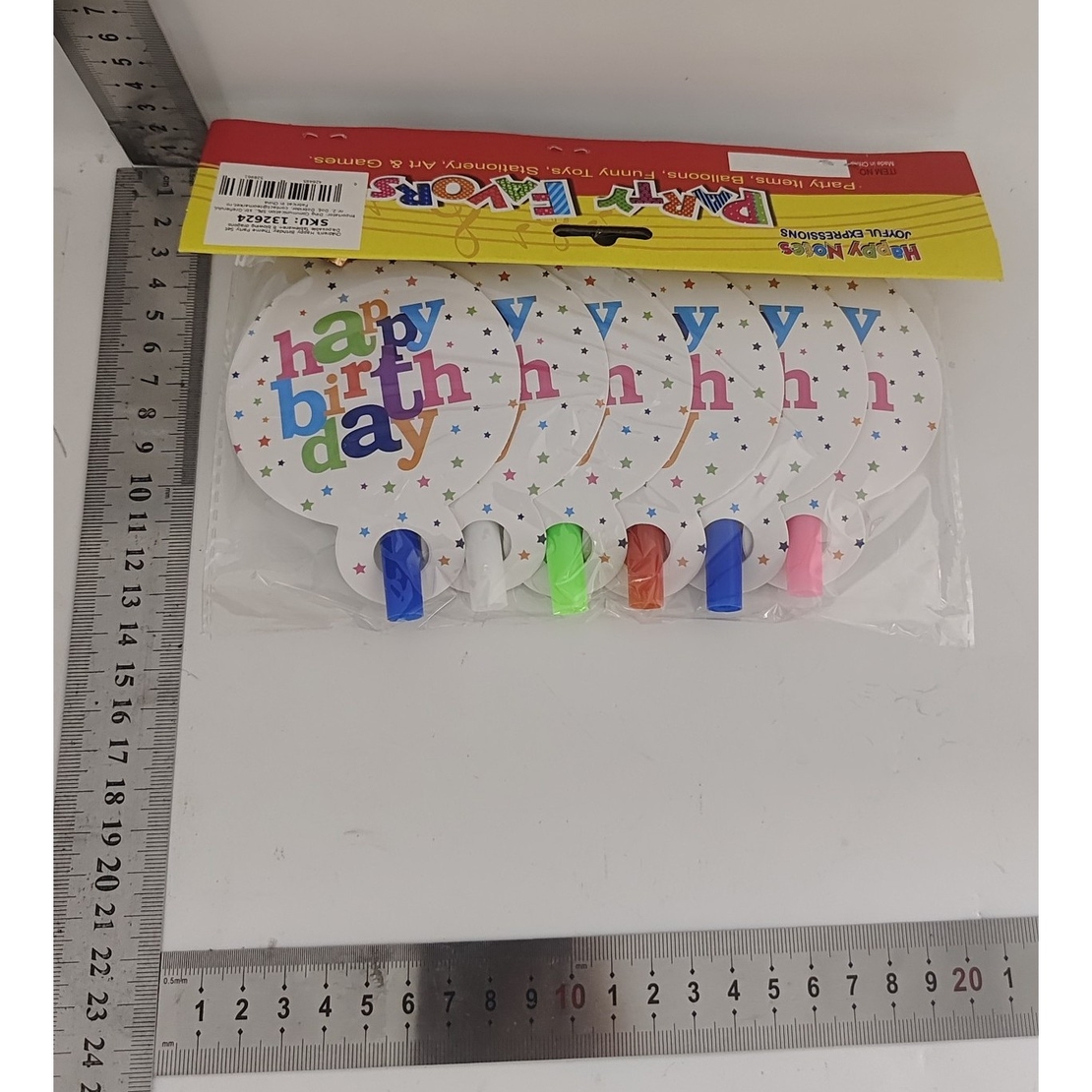 Set 6 Suflatori, Flippy, Colectia Happy Birthday, 19 x 11 cm, din Carton/Plastic/Hartie, Multicolor