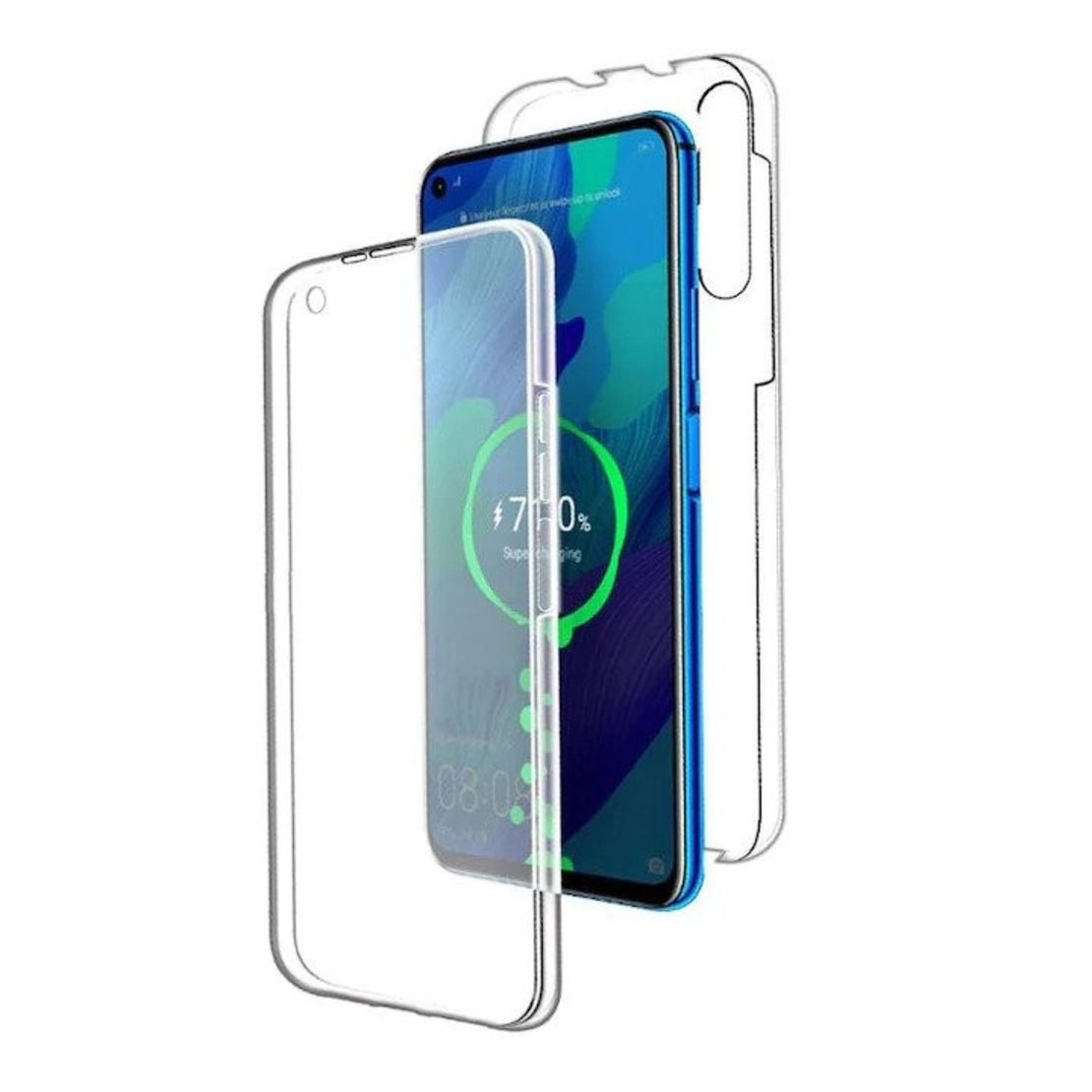 Husa de protectie Flippy® pentru Samsung J1 2016 Full Tpu 360 V2 Transparent cu margini albe