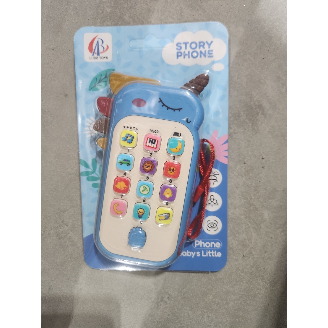Jucarie Interactiva, Flippy, Telefon Inteligent, Model Unicorn, Functii Educative, Muzicale si Voce, 4-6 ani, 19 x 11.5 cm, din Plastic, Albastru