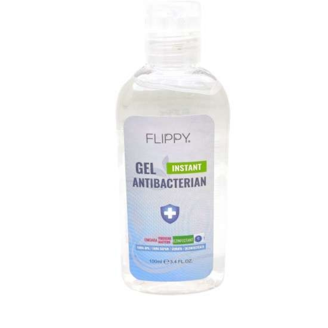 Gel dezinfectant pentru maini cu 70 % alcool Flippy cu efect antibacterian si virucid, 100 ml