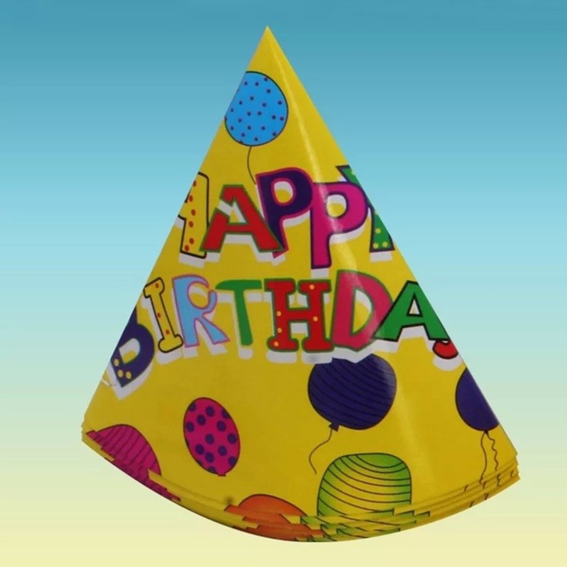 Set 6 Coifuri, Flippy, Petrecere Copii, din Carton, 20 x 13.5 cm, Model 3 Happy Birthday, Multicolor