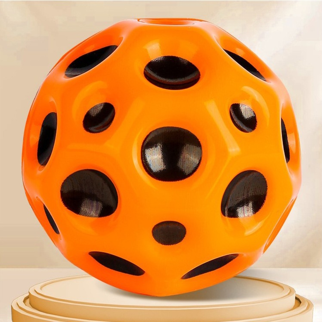 Minge Saltareata Hiperelastica, Flippy, Space Moon Ball foarte Elastica, Antistress pentru Copii, Diametru 66 mm, Portocaliu