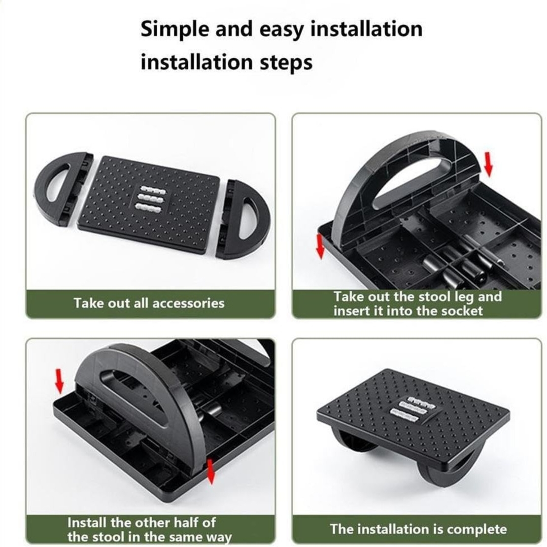 Suport Ergonimic pentru Picioare, Flippy, Plastic, cu Role de Masaj pentru Talpi, pentru Birou, Usor de Transportat, Detasabil, 33.5x24x12 cm, Negru